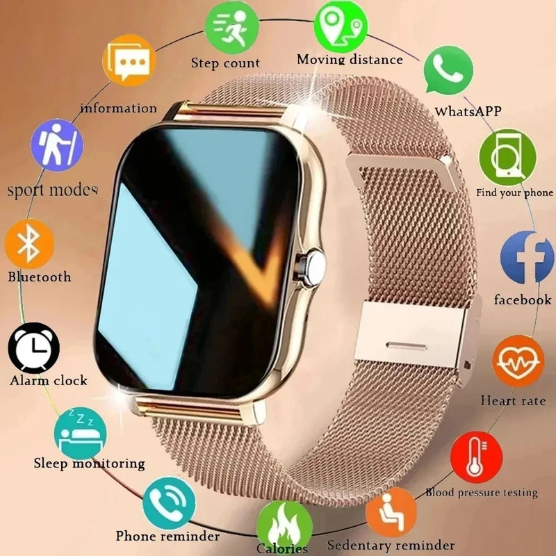 Relógio inteligente para homens e mulheres, tela de toque completa, esporte fitness, relógios bt chamada digital smartwatch relógio de pulso 2024 novo